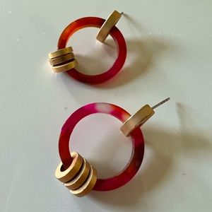Pink and Gold Charm Earrings